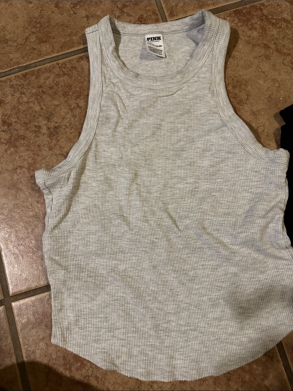 PINK Victoria's Secret Ribbed Tank Trio in Black, White, Light Gray - Picture 3 of 5